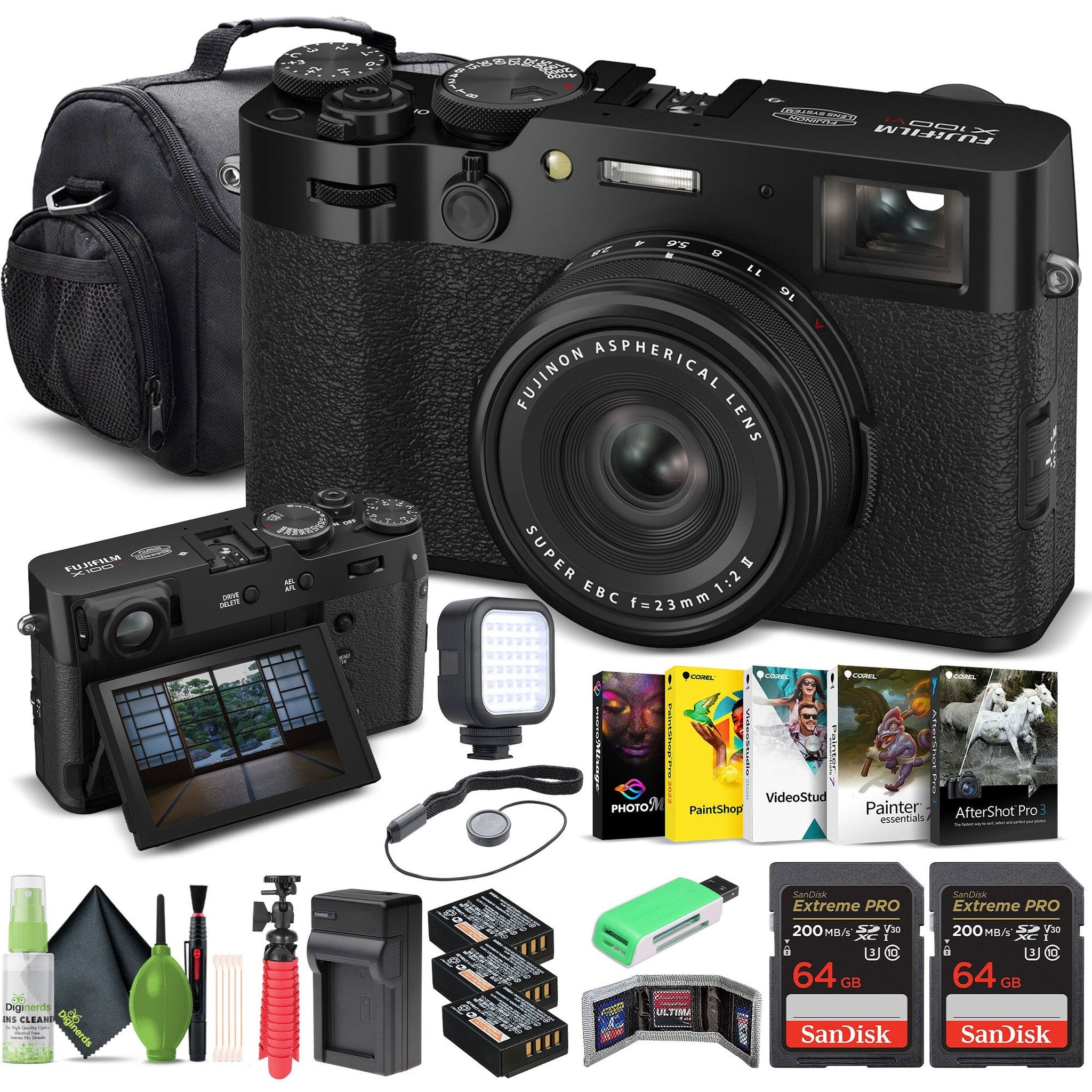 FUJIFILM X100VI Digital Camera (Black) (16821913) + 2 x 64GB Card 