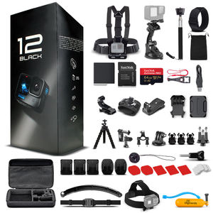 GoPro HERO 12 - Waterproof Action Camera + 64GB Card and 50 Piece Accessory Kit GoPro