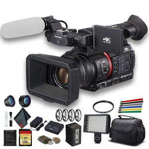 Panasonic AG-CX350 4K Camcorder AG-CX350 W/Padded Case, 128 GB Memory Card, Lens Attachments, Wire Straps, LED Light, - Reconditioned Panasonic
