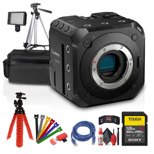 Panasonic Lumix BGH1 4K Box Cinema Camera + 128GB Memory Card + Case + LED Light + More Panasonic
