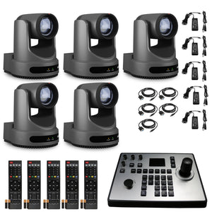 5 x PTZOptics Move 4K PTZ Camera with 20x Zoom Gray PT20X-4K-GY-G3 + PT-JOY-G4 Controller PTZOptics
