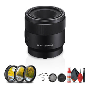 Sony FE 50mm f/2.8 Macro Lens + Cleaning Kit + Lens Filter Kit + Lens Cap Sony