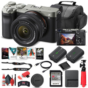 Sony Alpha a7C Mirrorless Camera W/ 28-60mm Lens Silver ILCE7CL/S - Basic Bundle - Reconditioned Sony