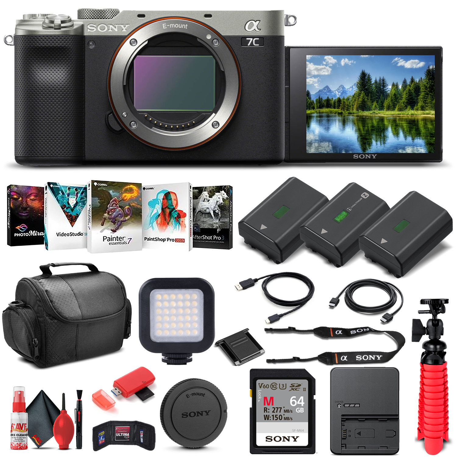 Sony Alpha a7C Mirrorless Digital Camera (Body Only, Silver) (ILCE7C/S) - Advanced Bundle