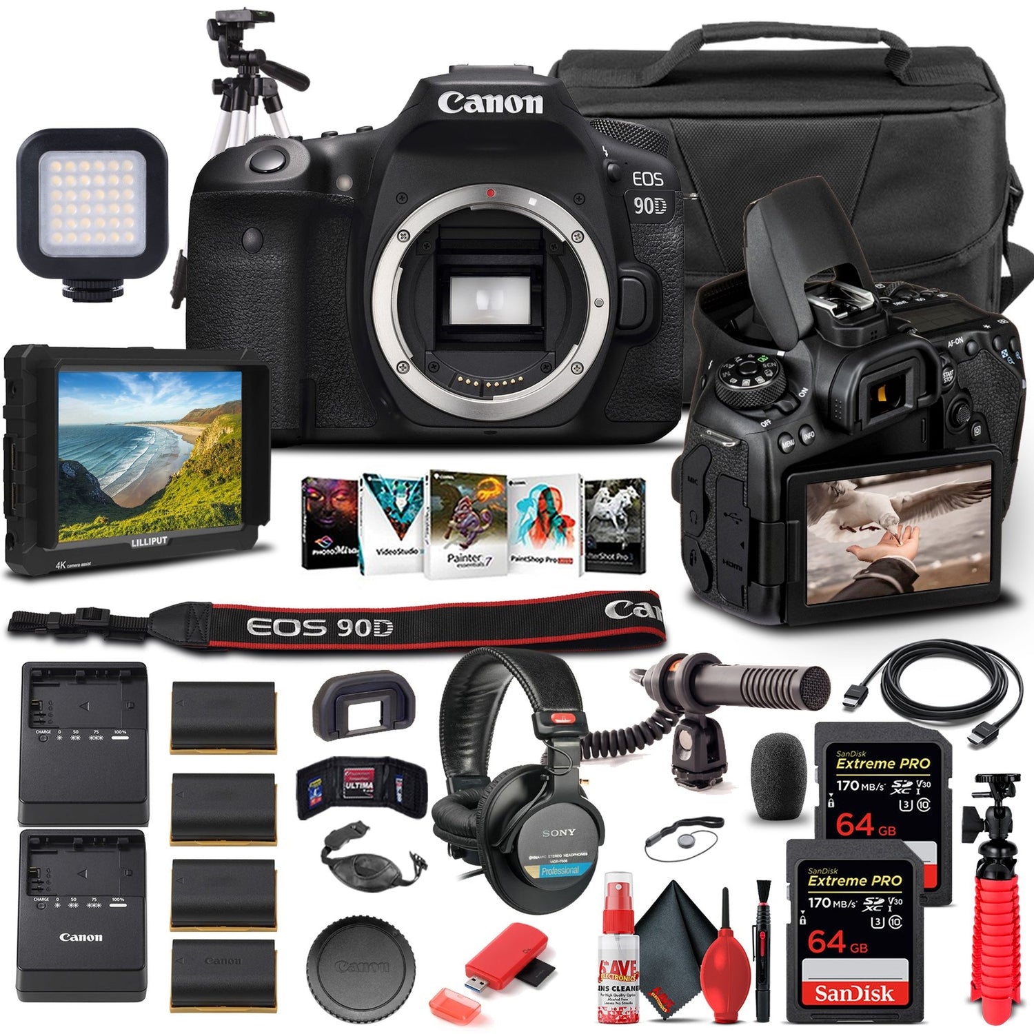 Canon EOS 90D DSLR Camera Body Only 3616C002 - Pro Bundle