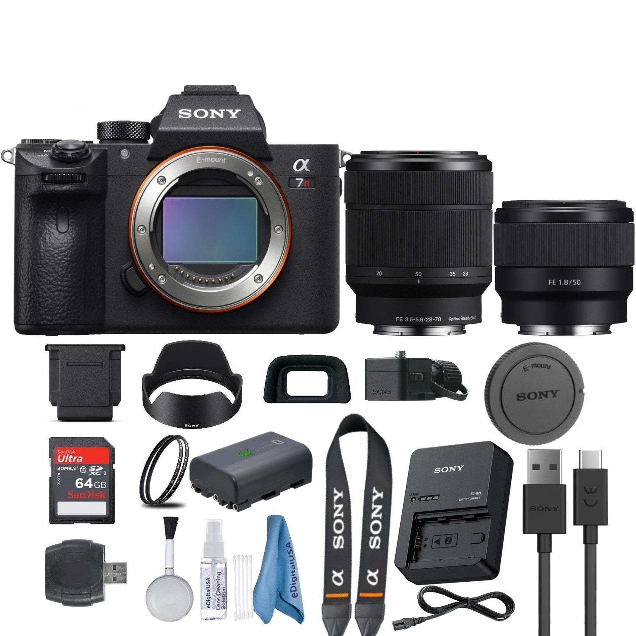 Sony Alpha a7R III Mirrorless Digital Camera with Sony FE 28-70mm f/3.5-5.6 OSS Lens + Sony FE 50mm f/1.8 Lens Standard Bundle Sony Pro