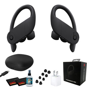 Beats by Dr. Dre Powerbeats Pro In-Ear Wireless Headphones Black 9 Hours Of Listening Time, Sweat Resistant Earbuds - With Headphone Cleaner, Extra USB Power Cube - Pro Bundle BeatsByDre