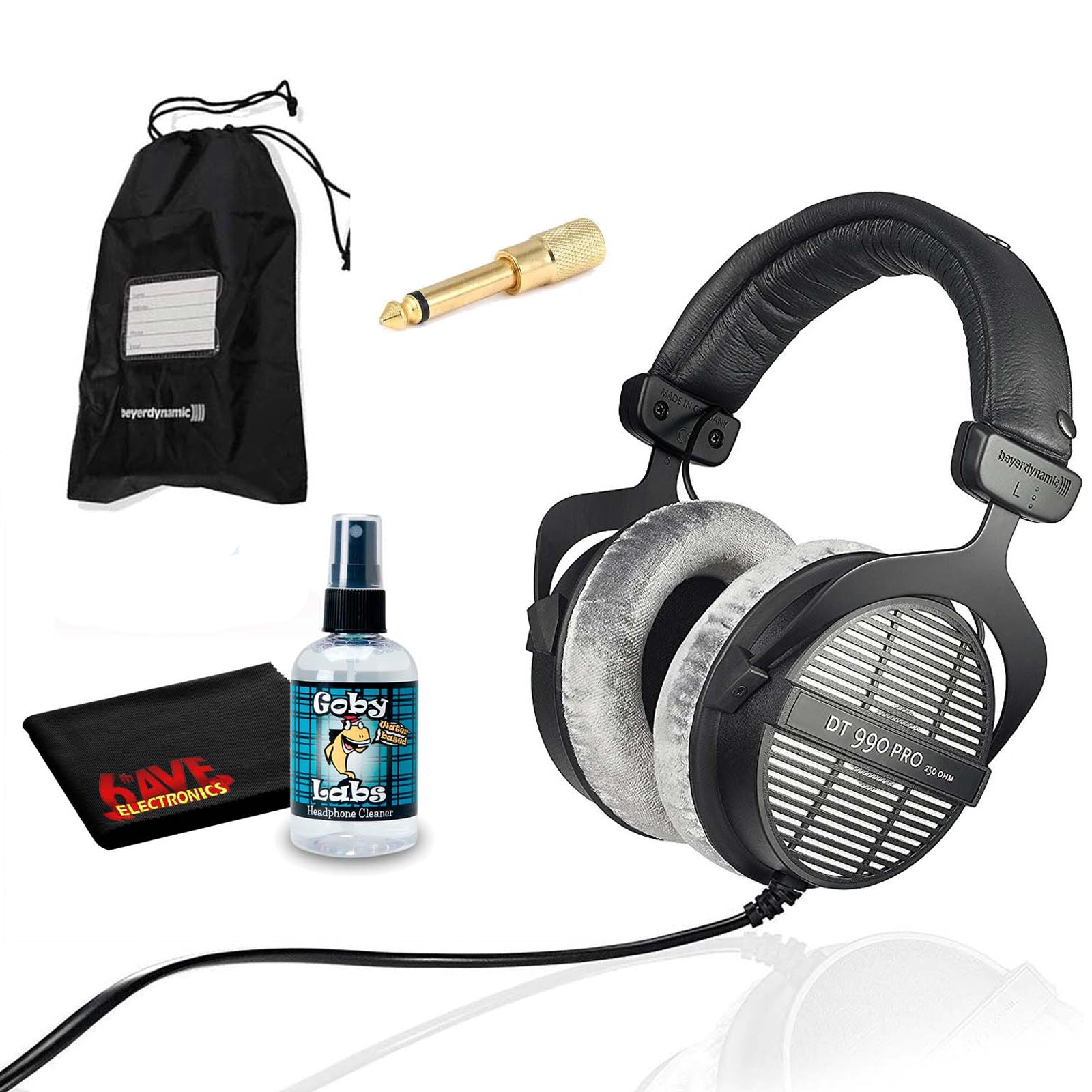 Beyerdynamic DT 990 Pro Studio Headphones with 6Ave Headphone Cleaning Kit and Extended Warranty Bundle