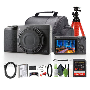 Ricoh GR IIIx HDF Compact Portable Digital Camera + 64GB Memory Card + Camera Bag + More Ricoh