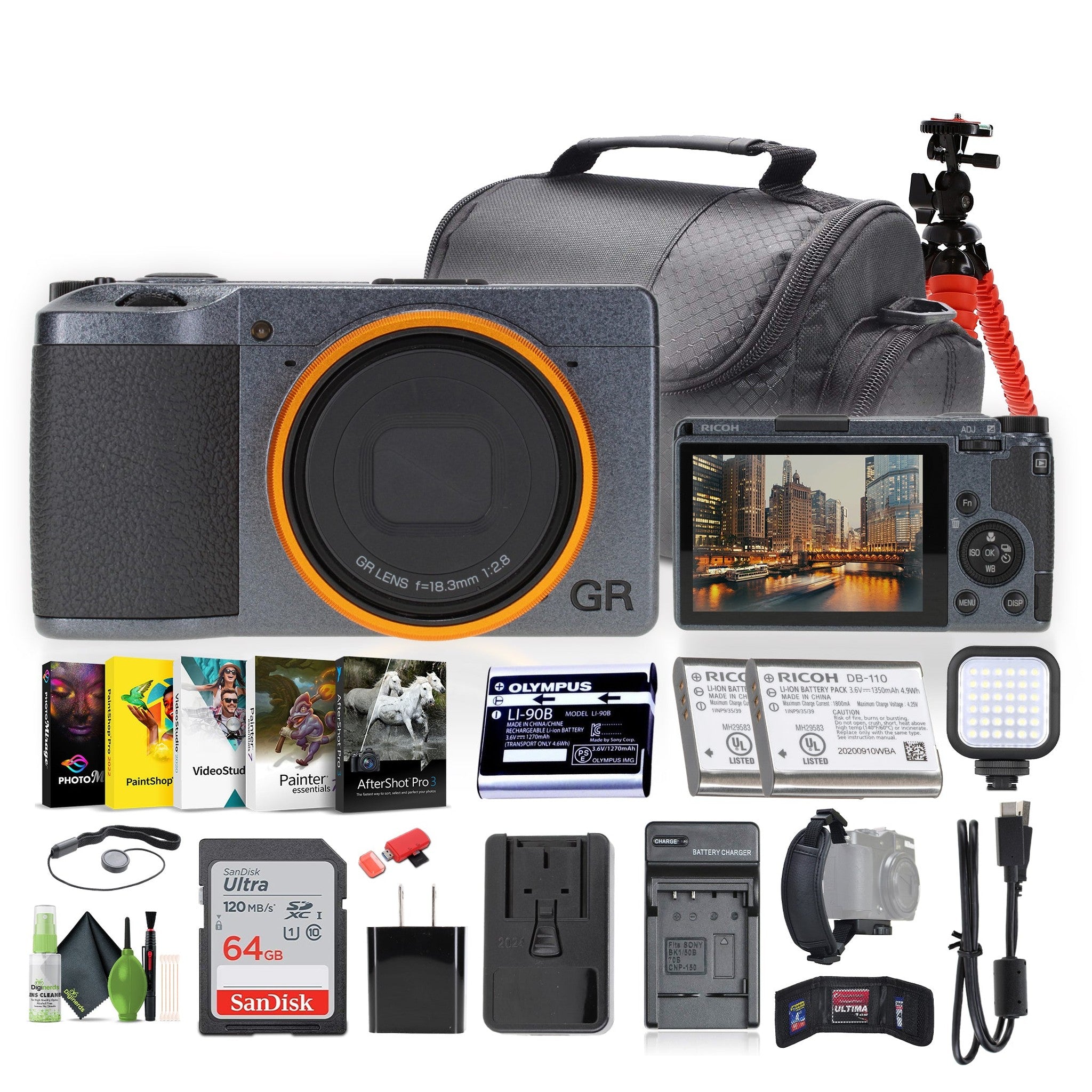 Ricoh GR III Street Edition Compact Portable Digital Camera + 64GB Memory Card + More Ricoh