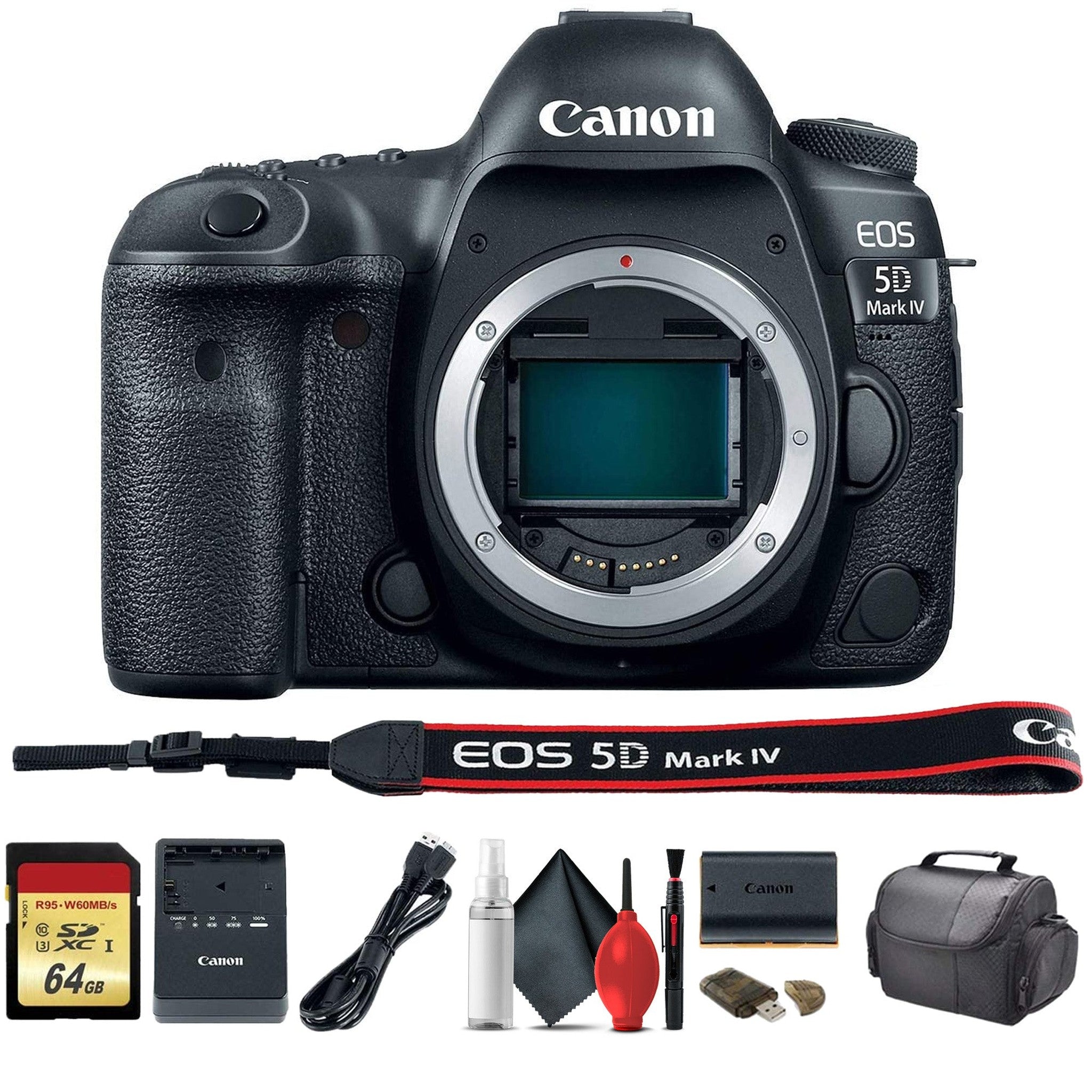 Canon EOS 5D Mark IV DSLR Camera 1483C002 with 64GB Memory Card, Case, Cleaning Set and More - S Canon Intl.