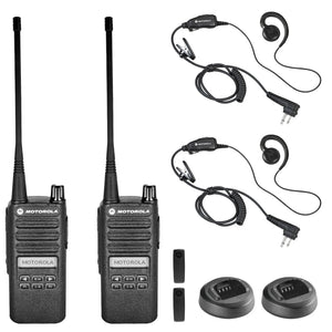 Motorola CP100D Analog UHF Portable Two Way Radio With Display and Limited Keypad, - 2 Pack With Mic Bundle Motorola Solutions