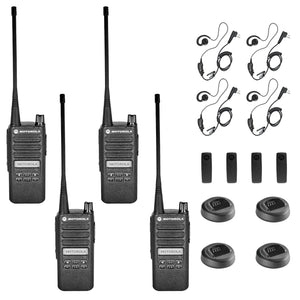 Motorola CP100D Analog UHF Portable Two Way Radio With Display and Limited Keypad, - 4 Pack With Mic Bundle Motorola Solutions