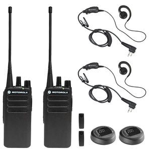 Motorola CP100D Analog UHF Portable Non-Display Two Way Radio, 16 Channel, - 2 Pack With Mic Bundle Motorola Solutions