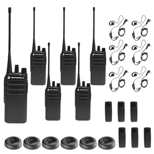 Motorola CP100D Analog UHF Portable Non-Display Two Way Radio, 16 Channel, - 6 Pack With Mics Bundle Motorola Solutions