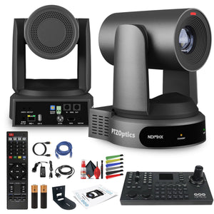 PTZOptics Move 4K PTZ Camera with 30x Zoom Gray PT30X-4K-GY-G3 + SuperJoy PTZ Controller + Wall Mount PTZOptics