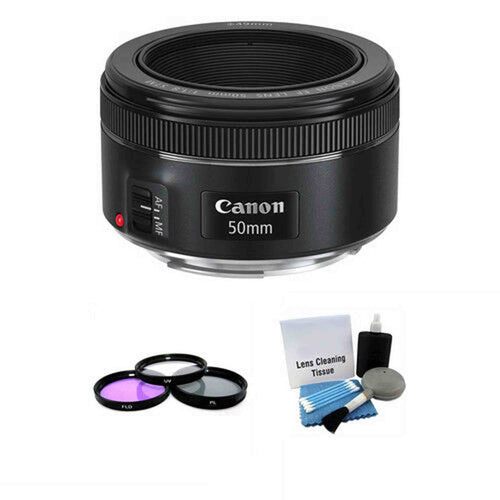 Canon EF 50mm f/1.8 STM Lens + UV Filter Kit & Cleaning Kit Starter Bundle