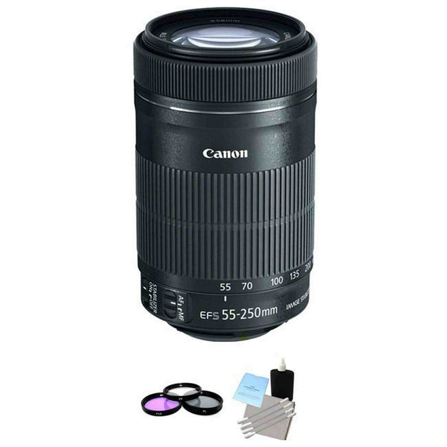 Canon EF-S 55-250mm f/4-5.6 IS STM Lens + UV Kit & Cleaning Kit Bundle