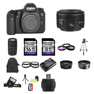 Canon EOS 6D DSLR Camera w/50mm & 75-300mm Lenses 24GB Full Kit Canon