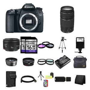 Canon EOS 70D DSLR Camera w/75-300mm & 50mm Lenses 32GB Full Kit Canon