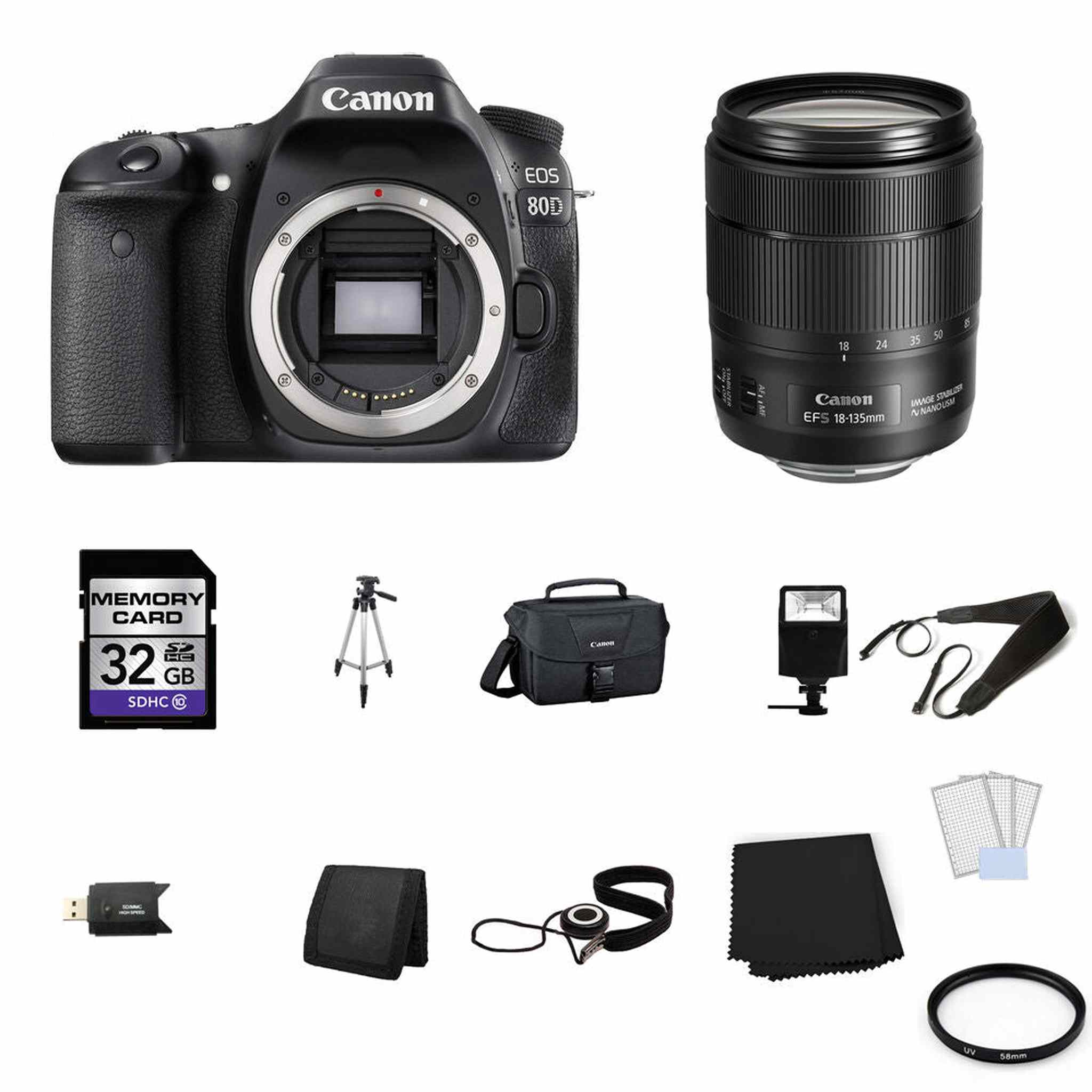 Canon EOS 80D Digital SLR Camera with 18-135mm Lens 32GB Full Kit Canon
