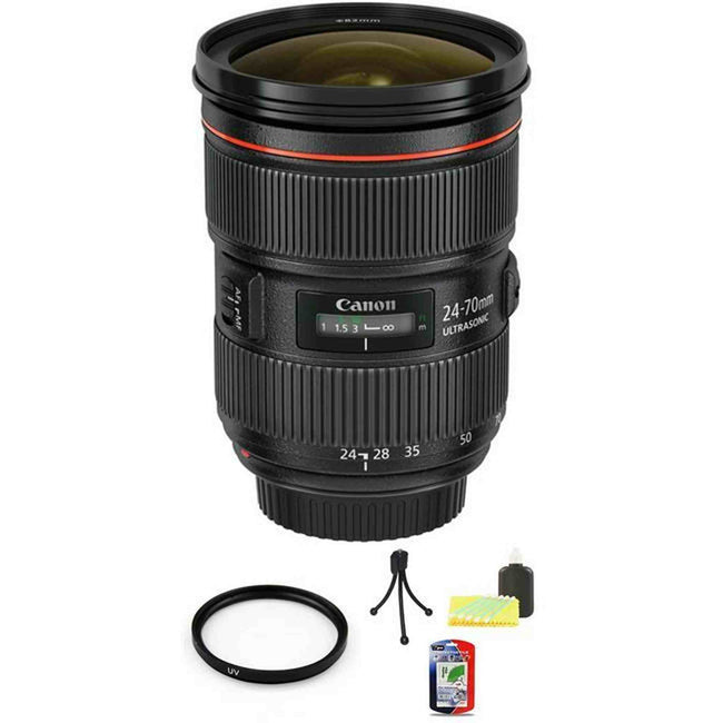 Canon EF 24-70mm F/2.8 II L USM Lens + UV Filter & Cleaning Kit Base Bundle