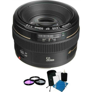 Canon EF 50mm f/1.4 USM Autofocus Lens + 3pc Filter Cleaning Kit Bundle Canon