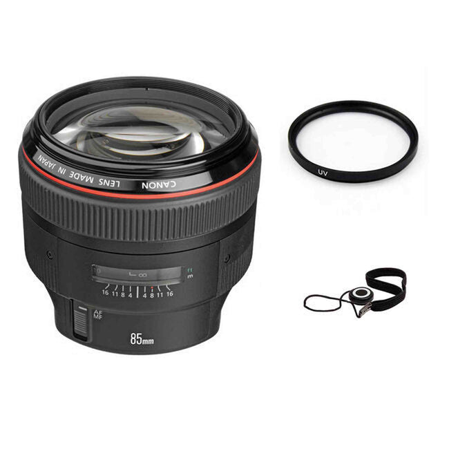 Canon EF 85mm f/1.2L II USM Lens w/UV Filter & Lens Cap Keeper Bundle