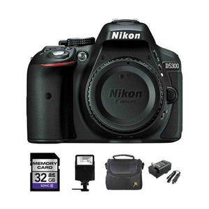 Nikon D5300 Digital SLR Camera Body - Black + 32GB, Flash, Case & Charger Nikon