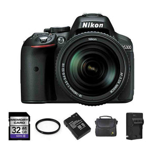 Nikon D5300 DSLR Camera w/18-140mm Lens - Black + 2 Batteries, 32GB & More Nikon