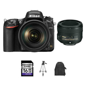 Nikon D750 DSLR Camera w/24-120mm & 50mm Lenses 16GB Bundle