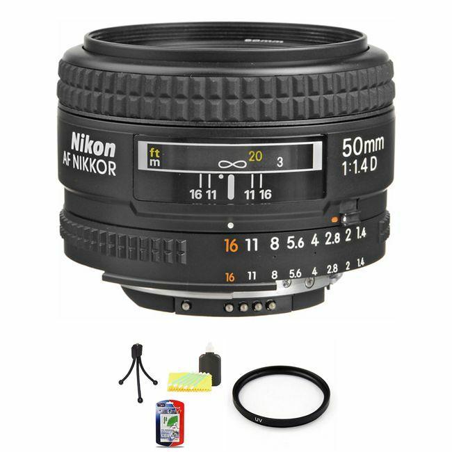 Nikon Nikkor 50 mm F/1.4D AF Lens + UV Filter & Cleaning Kit Bundle