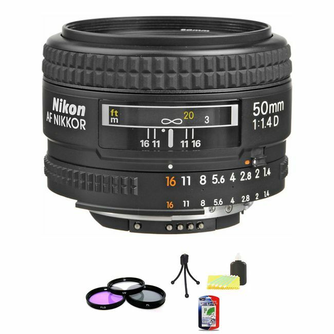 Nikon Nikkor 50 mm F/1.4D AF Lens + UV Filter Kit & Cleaning Kit Bundle