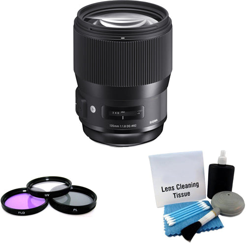 Sigma 135mm f/1.8 DG HSM Art Lens for Nikon F + UV Filter Kit & Cleaning Kit Bundle