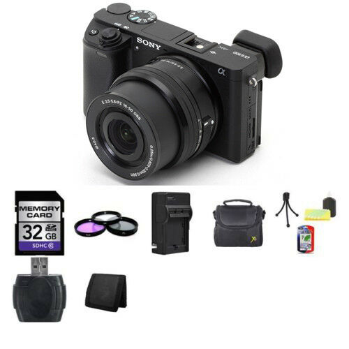 Sony Alpha a6000 Mirrorless Digital Camera - Black w/16-50mm Lens 32GB Bundle Bundle