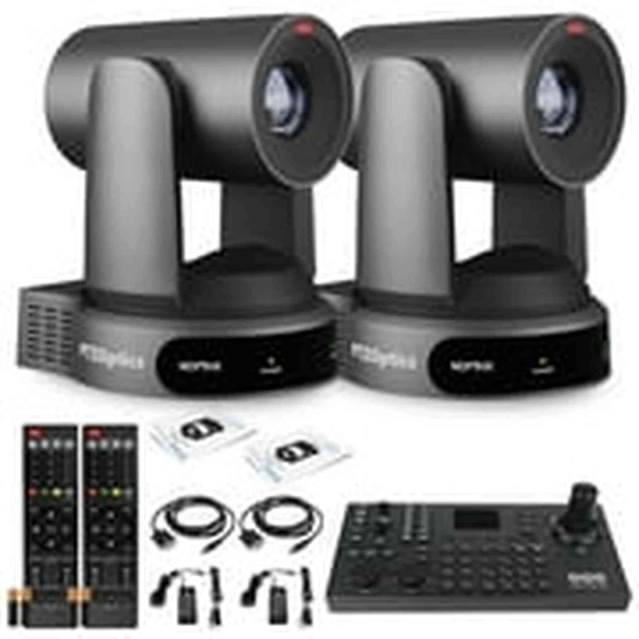 2 x PTZOptics Move 4K PTZ Camera with 30x Zoom Gray PT30X-4K-GY-G3 + SuperJoy PTZ Controller PTZOptics