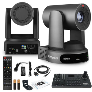 PTZOptics Move 4K PTZ Camera with 30x Zoom Gray PT30X-4K-GY-G3 + SuperJoy PTZ Controller + Wall Mount PTZOptics