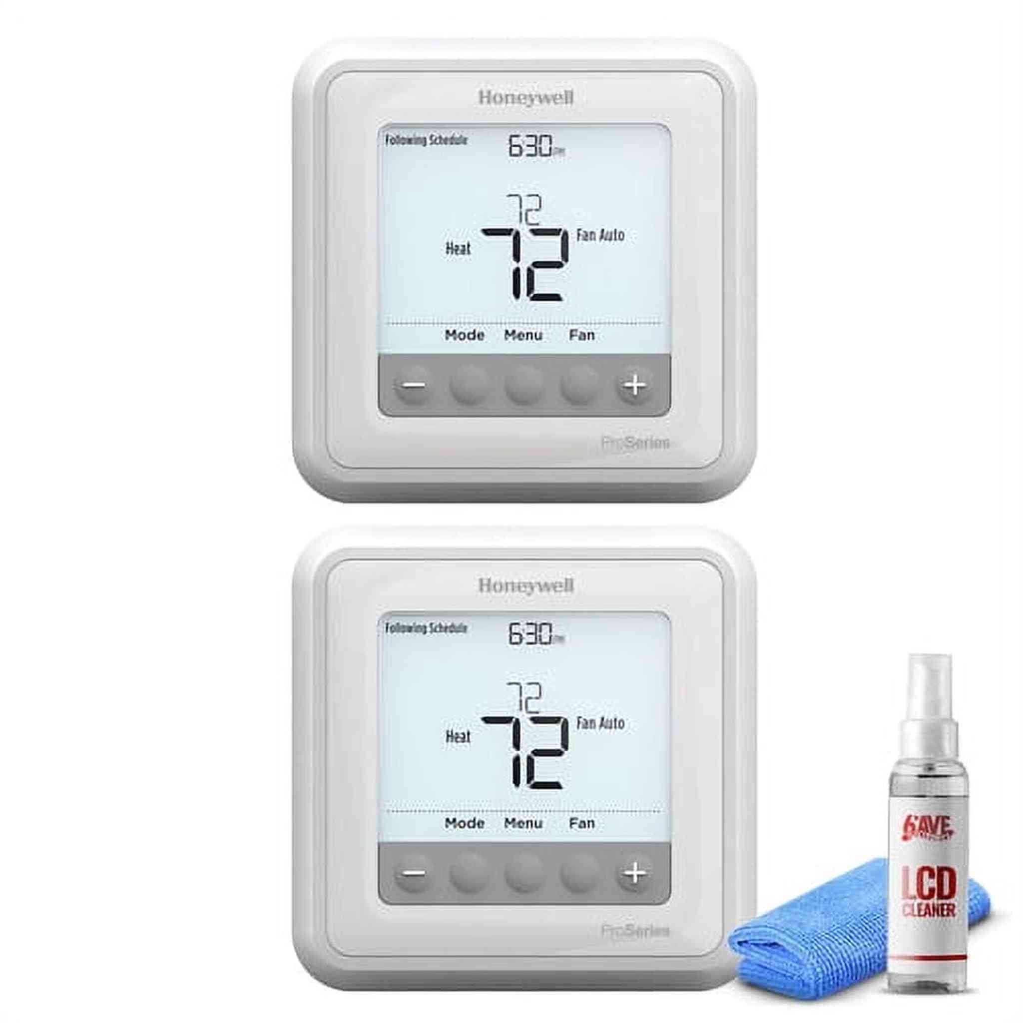2-Pack Honeywell TH6210U2001/U T6 Pro Programmable Thermostat + LCD Cleaner Bundle Honeywell