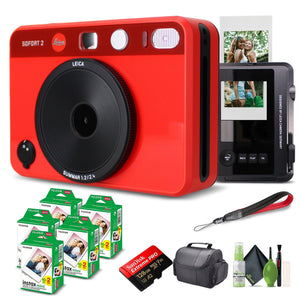 Leica Sofort 2 Hybrid Instant and Digital Camera + Instant Film 100 Sheets Red Leica