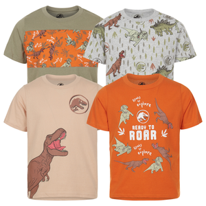 Jurassic World Park -Boys 4 Pack T-Shirt Graphic Short Sleeve Tee Size 5 UNIVERSAL