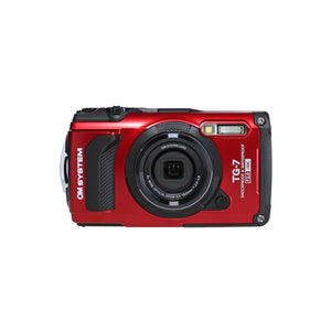 OM SYSTEM Tough TG-7 Red Waterproof Camera, W/ 50 Piece Kit + Extra Battery + More OM SYSTEM