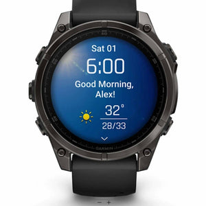Garmin fēnix® 8, 47 mm, AMOLED, Sapphire, Carbon Gray DLC Titanium with Black/Pebble Gray Silicone Band
