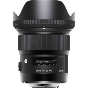 Sigma 24mm f/1.4 DG HSM Art Lens for Canon EF with Cleaning Kit, Tripod, 32GB Memory Kit, Filter Kits, and Padded Case Sigma