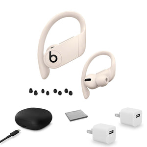 Beats by Dr. Dre Powerbeats Pro In-Ear Wireless Headphones Ivory MY5D2LL/A with 2x USB Wall Adapter Cubes + More BeatsByDre