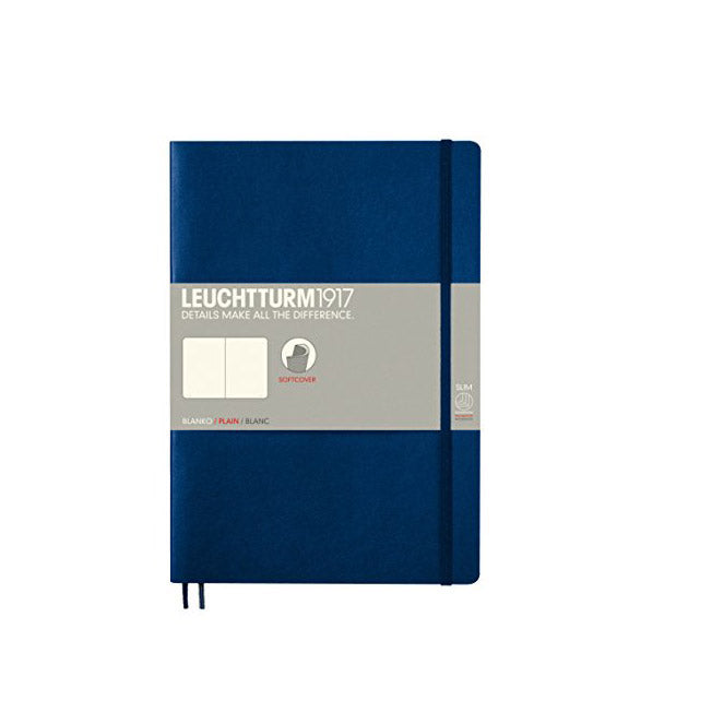 LEUCHTTURM1917 - Composition B5 Plain Softcover Notebook (Navy) - 123 Numbered Pages