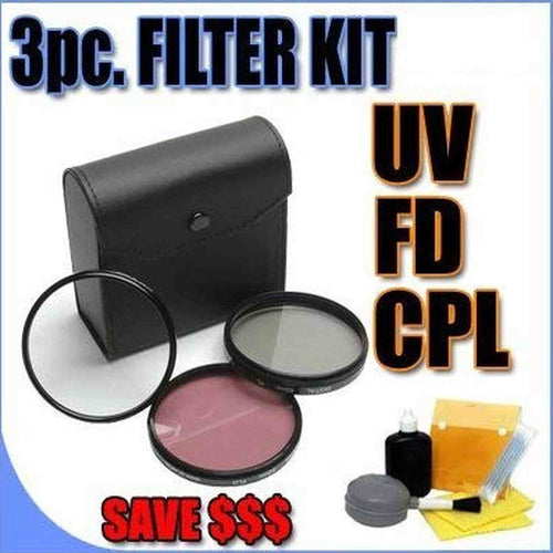 3 Piece Filter Kit UV, FD, CPL 43mm Filters w/ Hard Case for Sony Handycam HDD Hard Disk Drive Camcorders