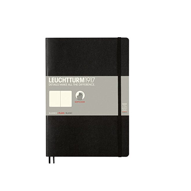 LEUCHTTURM1917 - Composition B5 Plain Softcover Notebook (Black) - 123 Numbered Pages