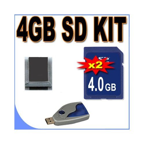 TWO 4GB SD Secure Digital Memory Cards BigVALUEInc Accessory Saver Bundle + USB SD Card Reader for Fuji / Fujifilm Finepix Digital Cameras + MORE!