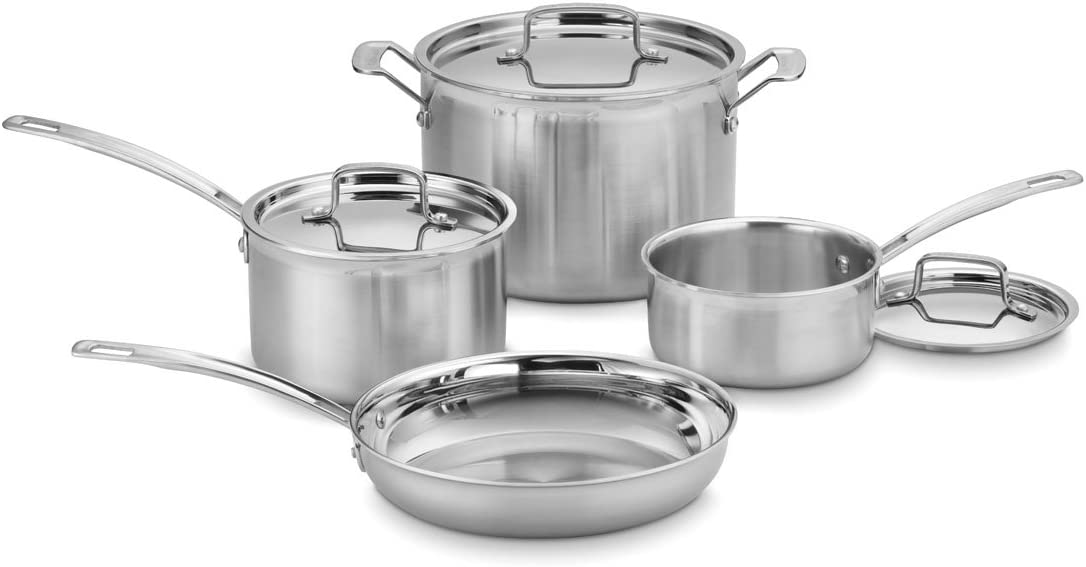 Cuisinart MCP-7N MultiClad Pro Stainless-Steel Cookware 7-Piece Cookware Set - Silver