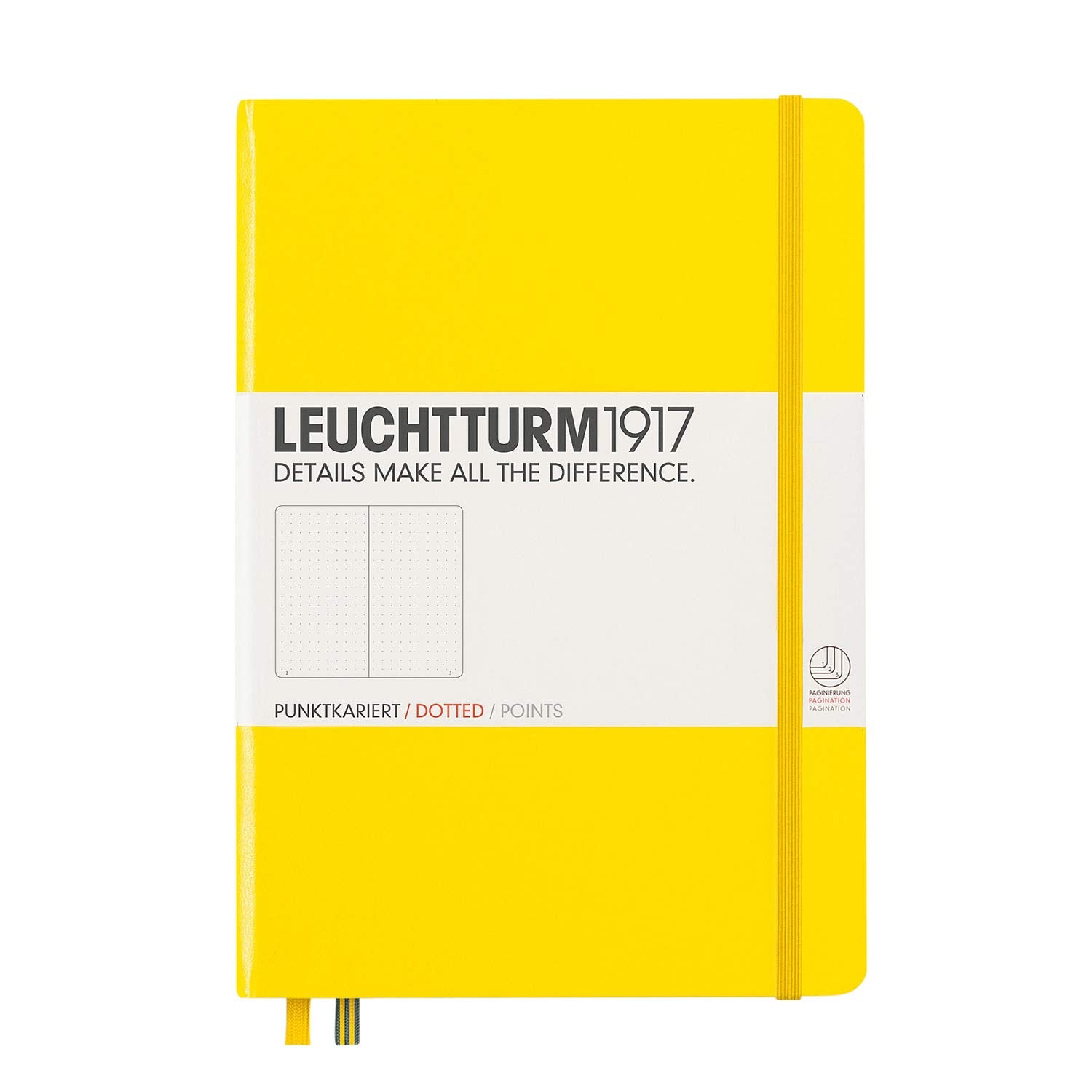 Leuchtturm1917 Medium A5 Dotted Hardcover Notebook (Lemon) - 249 Numbered Pages